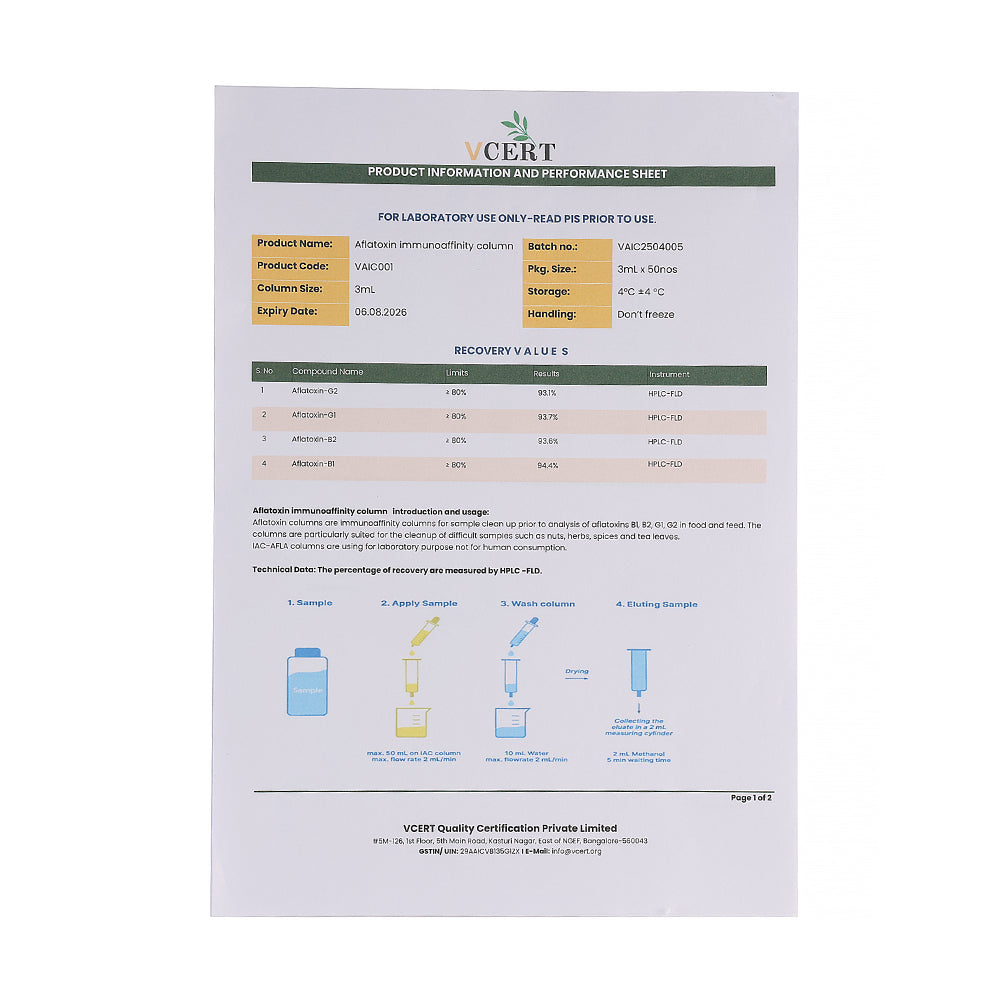Aflatoxin immunoaffinity column (1 box X 25nos)